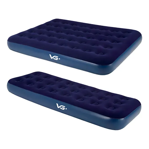 Kit 1 Colchão Inflável Casal E Solteiro Flocked Comfort Vg+ Cor Azul Foto 1
