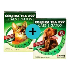 Kit 1 Coleira Tea 327 König Gatos +1 Coleira Tea Cães Médios Cor Verde-escuro Foto mini 1