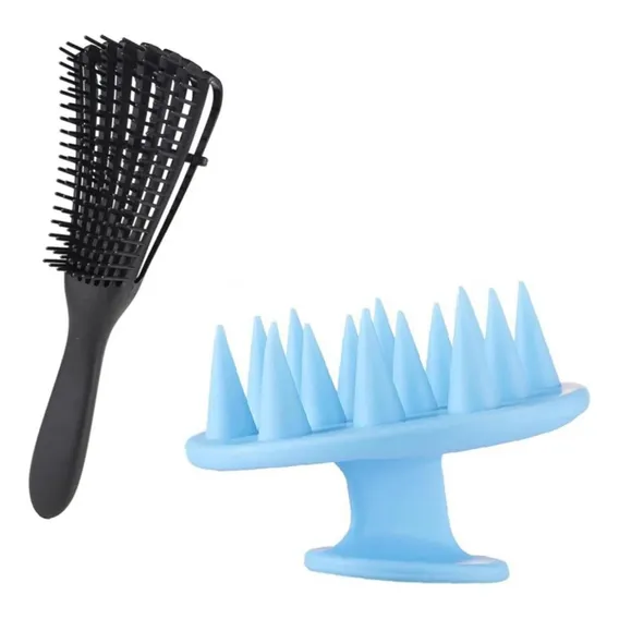 Kit 1 Escova Massageadora De Silicone+1 Escova Polvo Cor Multicolorido Foto 1