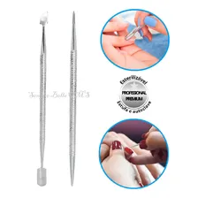 Kit 1 Espatula + 1 Palito Cutícula Aço Inox Ponta Dupla De Unha Manicure Pedicure Foto  mini 1