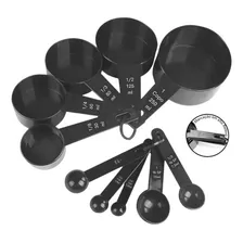 Kit 1 Jogo Xícaras E Colheres Medidoras Profissional Receita Cor Preto Foto mini 1