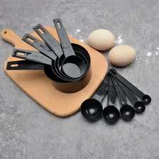 Kit 1 Jogo Xícaras E Colheres Medidoras Profissional Receita Cor Preto Foto mini 2