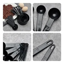 Kit 1 Jogo Xícaras E Colheres Medidoras Profissional Receita Cor Preto Foto mini 4