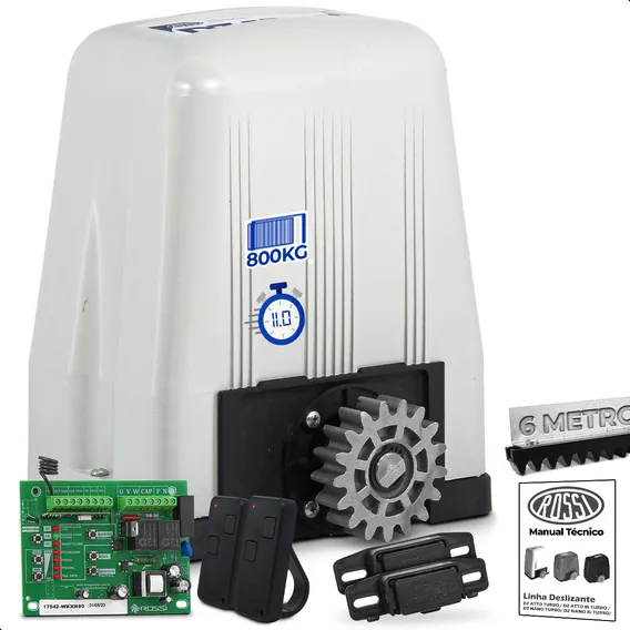 Kit 1 Motor Rossi Dz4 Turbo 6m Crem 2 Control Portão 800kg Cor Cinza Frequência 433mhz Tamanho Da Engrenagem Z17 110v Foto 1