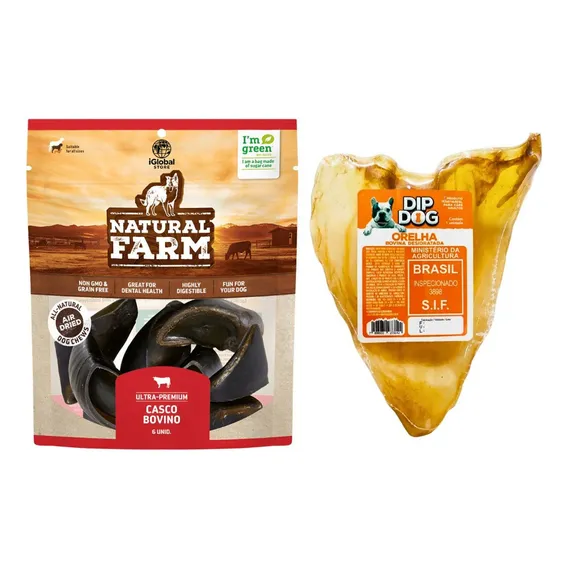 Kit 1 Orelha Desidratada 1 Pacote 6 Casco Natural Farm Foto 1