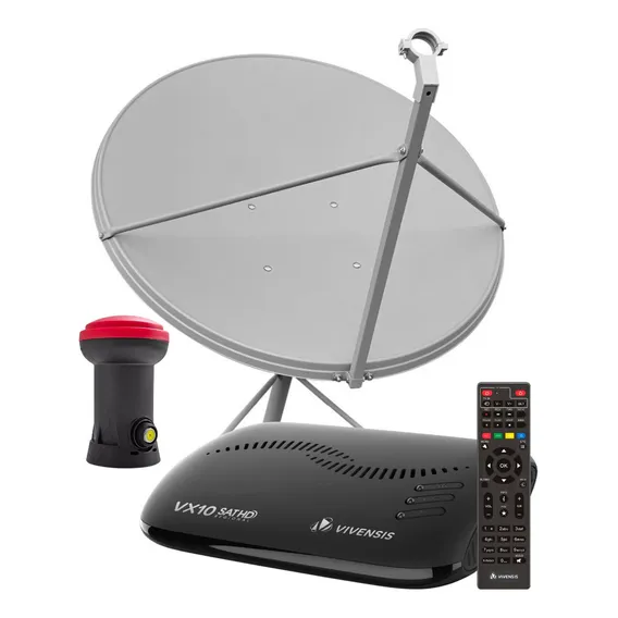 Kit 1 Receptor Digital Vx10 Vivensis - Antena 90cm Lnbf Ku Foto 1