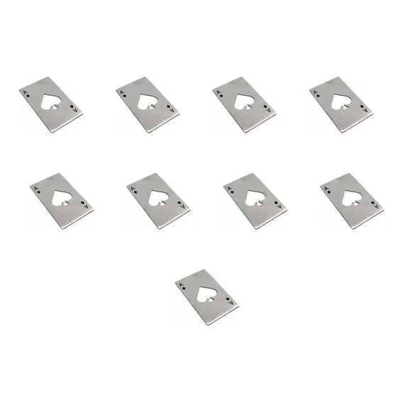 Kit 10 Abridor De Garrafa Aço Inox Formato Carta De Baralho Foto 1