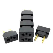 Kit 10 Adaptador Tomada Bipolar Americano Para Brasileiro Pino Chato Pino Redondo Bipolar Foto mini 4