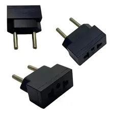 Kit 10 Adaptador Tomada Bipolar Americano Para Brasileiro Pino Chato Pino Redondo Bipolar Foto mini 2