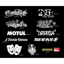 Kit 10 Adesivos Grau Osascorte Puxou Cortou Favela Venceu Cor Branco Foto mini 2