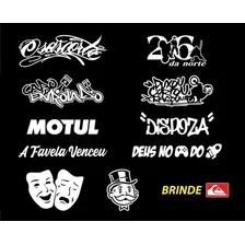 Kit 10 Adesivos Grau Osascorte Puxou Cortou Favela Venceu Cor Branco Foto mini 1