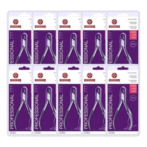 Kit 10 Alicate Cuticula Mundial Inox Profissional Ref 777 Foto 1