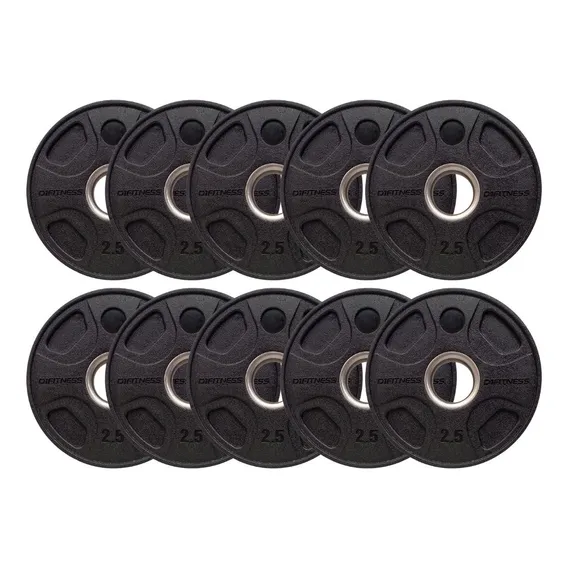 Kit 10 Anilhas Elite Emborrachada 4 Grips 2,5kg Foto 1