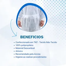 Kit 10 Avental Descartável Branco Tnt 30gr De Manga Longa Rm Criativ Foto mini 3
