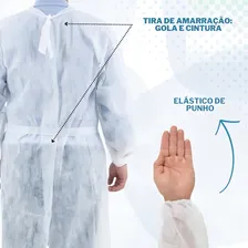 Kit 10 Avental Descartável Branco Tnt 30gr De Manga Longa Rm Criativ Foto mini 4