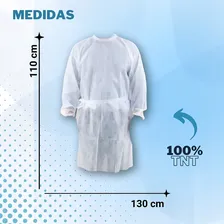 Kit 10 Avental Descartável Branco Tnt 30gr De Manga Longa Rm Criativ Foto mini 2