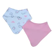 Kit 10 Babador Bandana Para Bebe Infantil Dupla Face. Cor Rosa Tamanho UN Foto mini 3