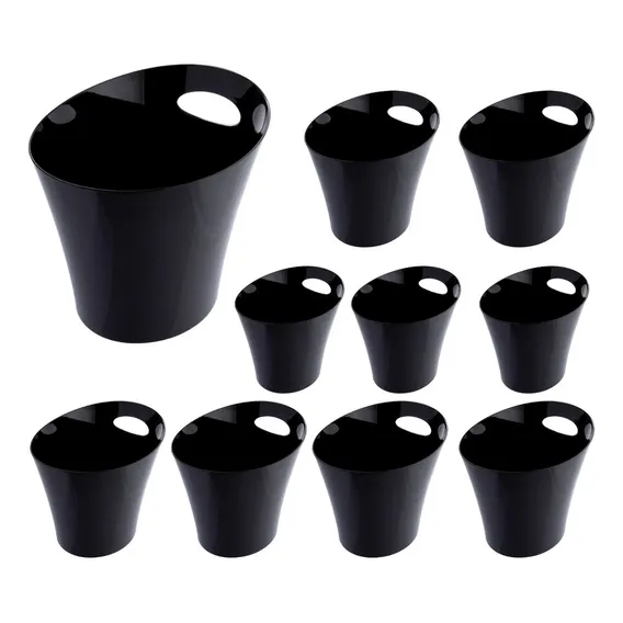 Kit 10 Baldes De Gelo 4l Para Cerveja Champanhe Vinho Cor Preto Pp Foto 1
