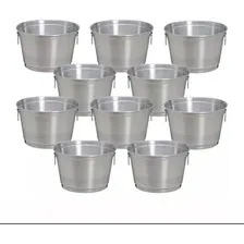 Kit 10 Baldes Para Gelo E Cerveja 9 L AlumÃnio Reforçado Liso Nutri Family Foto mini 1