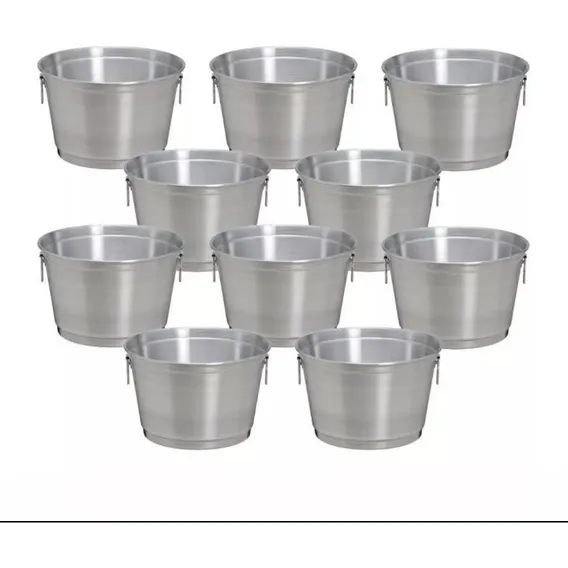 Kit 10 Baldes Para Gelo E Cerveja 9 L AlumÃnio Reforçado Liso Nutri Family Foto 1