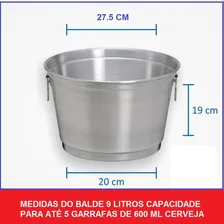 Kit 10 Baldes Para Gelo E Cerveja 9 L AlumÃnio Reforçado Liso Nutri Family Foto mini 2