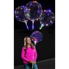 Kit 10 BalĂŁo Led Bubble Transparente Vareta Festa Pisca Led Foto mini 3