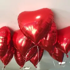 Kit 10 Balão Metalizado Festa Coração Vermelho 45cm 18 Poleg Foto mini 3