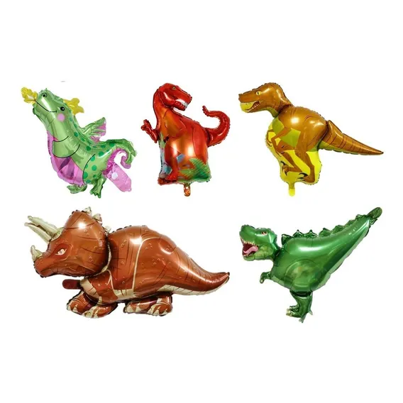 Kit 10 Balões Metalizado Dinossauro Jurássico 30cm Cada Foto 1