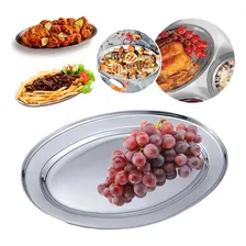 Kit 10 Bandeja Travessa Inox Porção Oval Batata Salada 29cm Foto  mini 1