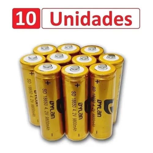 Kit 10 Baterias 18650 Li-ion 8800 Lanterna Tática Led Foto 1