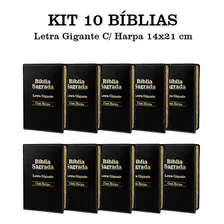 Kit 10 Bíblias Sagrada Letra Gigante Com Harpa Ed Promessas Preta: Bíblia Sagrada Letra Gigante, De João Ferreira De Almeida. Bíblia Sagrada, Vol. 10. Editorial Cpp, Capa Mole Em Português, 2021 Foto  mini 1