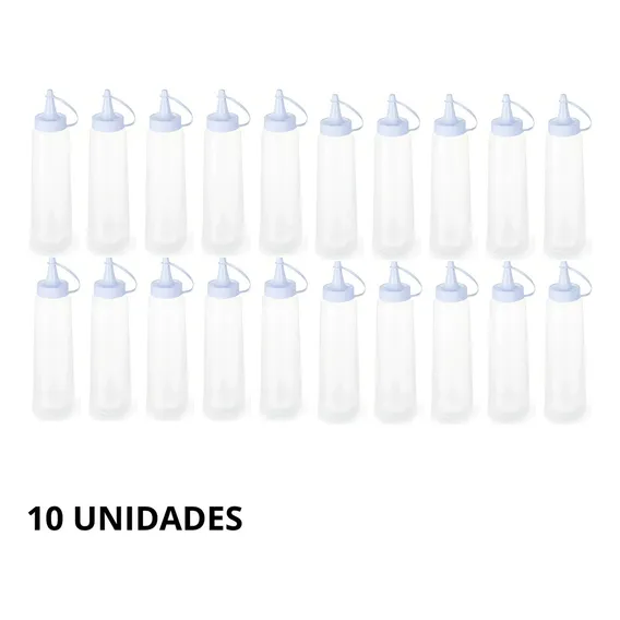 Kit 10 Bisnaga Ketchup Mostarda Molhos Grande 400ml Plasvale Cor Branco Foto 1