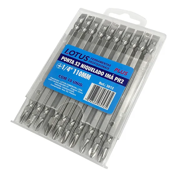 Kit 10 Bits Ponteira Philips Longa Ph2 Com Ímã 11cm S2 Lotus Foto 1