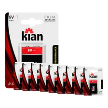 Kit 10 Blister 10 Pilha Bateria 9v Alcalina 6lr61 Cart. C/1 Foto  mini 1