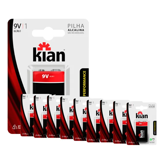 Kit 10 Blister 10 Pilha Bateria 9v Alcalina 6lr61 Cart. C/1 Foto 1