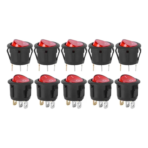 Kit 10 Botão Led Liga Desliga 220v Chave Gangorra, Vermelho Foto 1