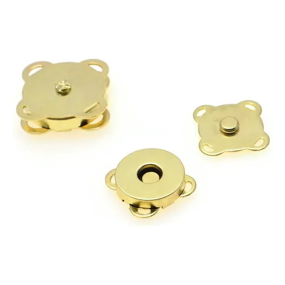 Kit 10 Botões Imantado Magnético Fecho Cor Dourado 18mm Imã Foto 1