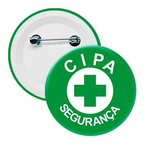 Kit 10 Bottons Broche Cipa Segurança Do Trabalho 3,5cm Cor Verde-escuro Foto 1