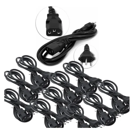 Kit 10 Cabo Força Energia Pc Atx Tripolar Monitor Cpu Ac Foto 1