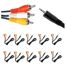Kit 10 Cabo P2 4c + 3 Rca Niquel (g/v/a/a) 1,5m Mxt Atacado. Cor Preto Foto mini 3