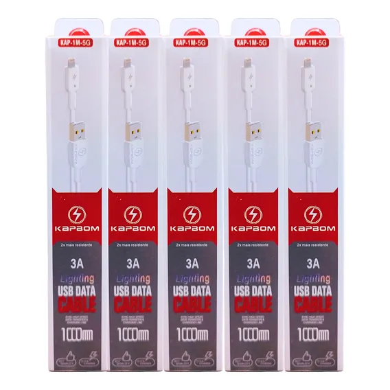 Kit 10 Cabos Para iPhone Lightning Usb Turbo Atacado Cor Branco Foto 1