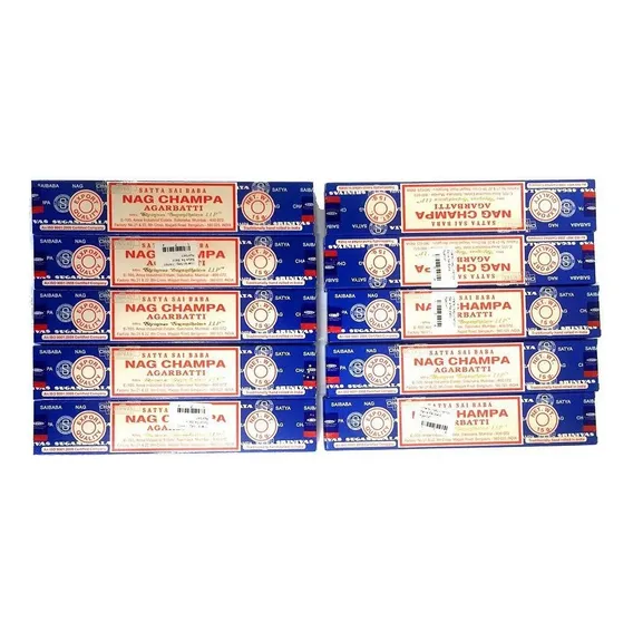 Kit 10 Caixas De Incenso Nag Champa Satya Sai Baba Agarbatti Combo Índia Atacado Foto 1