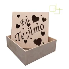 Kit 10 Caixas Mdf Eu Te Amo Presente Namorados Amor 15x15x5 Foto mini 3