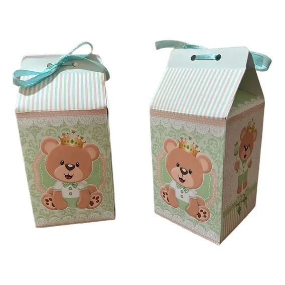 Kit 10 Caixas Milk Personalizadas Urso PrÃncipe Verde - Ursi Cor Verde-claro Foto 1