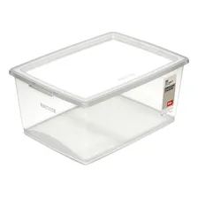 Kit 10 Caixas Organizadoras Com Trava 30l Cristal Ordene Cor Transparente Liso Foto  mini 1