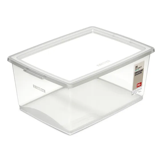 Kit 10 Caixas Organizadoras Com Trava 30l Cristal Ordene Cor Transparente Liso Foto 1