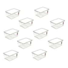Kit 10 Caixas Organizadoras Com Trava 30l Cristal Ordene Cor Transparente Liso Foto mini  2