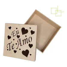 Kit 10 Caixas Presente Dia Dos Namorados Eu Te Amo 15x15x5 Cor Mdf Cru Foto mini  3