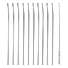 Kit 10 Canudos Inox Sustentável Curvado 5mm Escovinha Comprimento 19 Cm Foto  mini 1