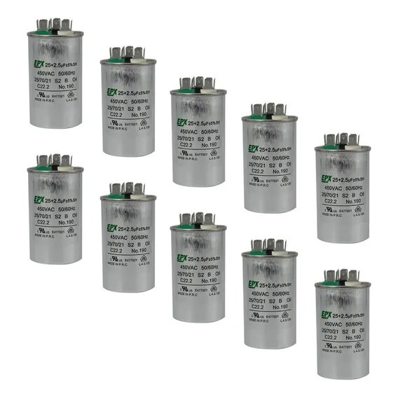 Kit 10 Capacitor Duplo 25+2.5uf 450vac Ar Condicionado Epx 440/450v Foto 1